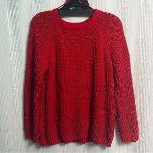 Poof New York Red Cozy Knit Crew Neck Sweater